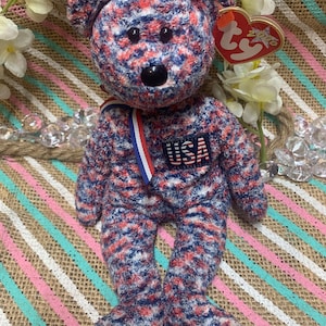 Ty Beanie Baby Bear Animal de peluche Edición 2000 Oso de EE. UU. Oso esponjoso Beanie Baby Bear