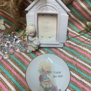 Precious Moments Picture Frame and Plate set Mother Sew Dear Gift Set Collectors Plate