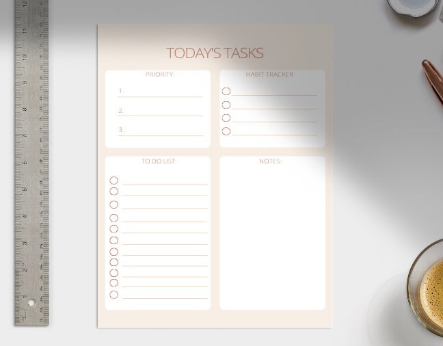 Minimalist Pink Printable Daily Task List - Etsy