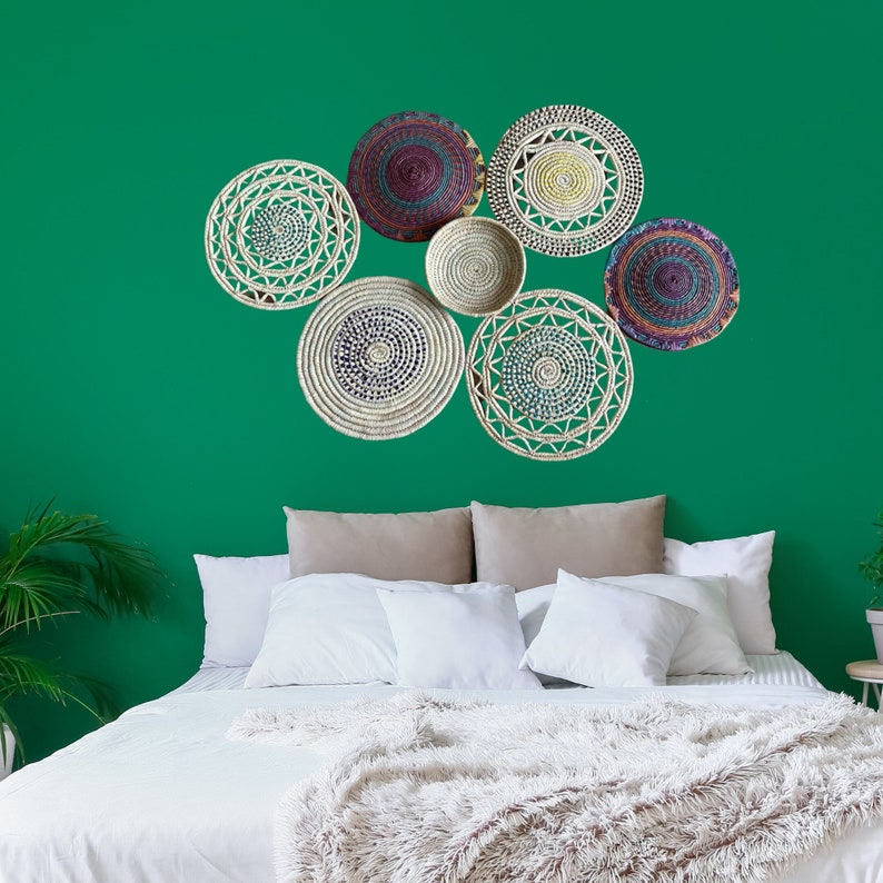 Set of 7 Basket Wall Decor Boho Wall Decor Boho Wall Art Etsy
