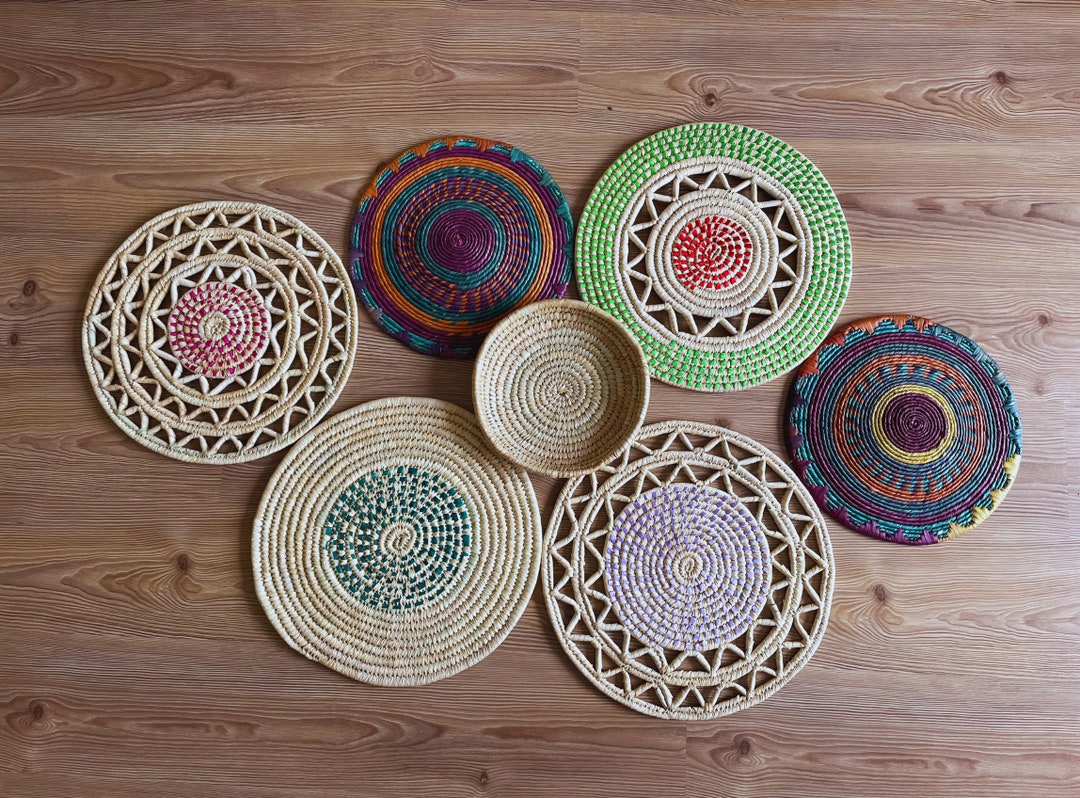 Wicker Basket Wall Decor Set of 7 Boho Wall Decor Boho Wall Etsy