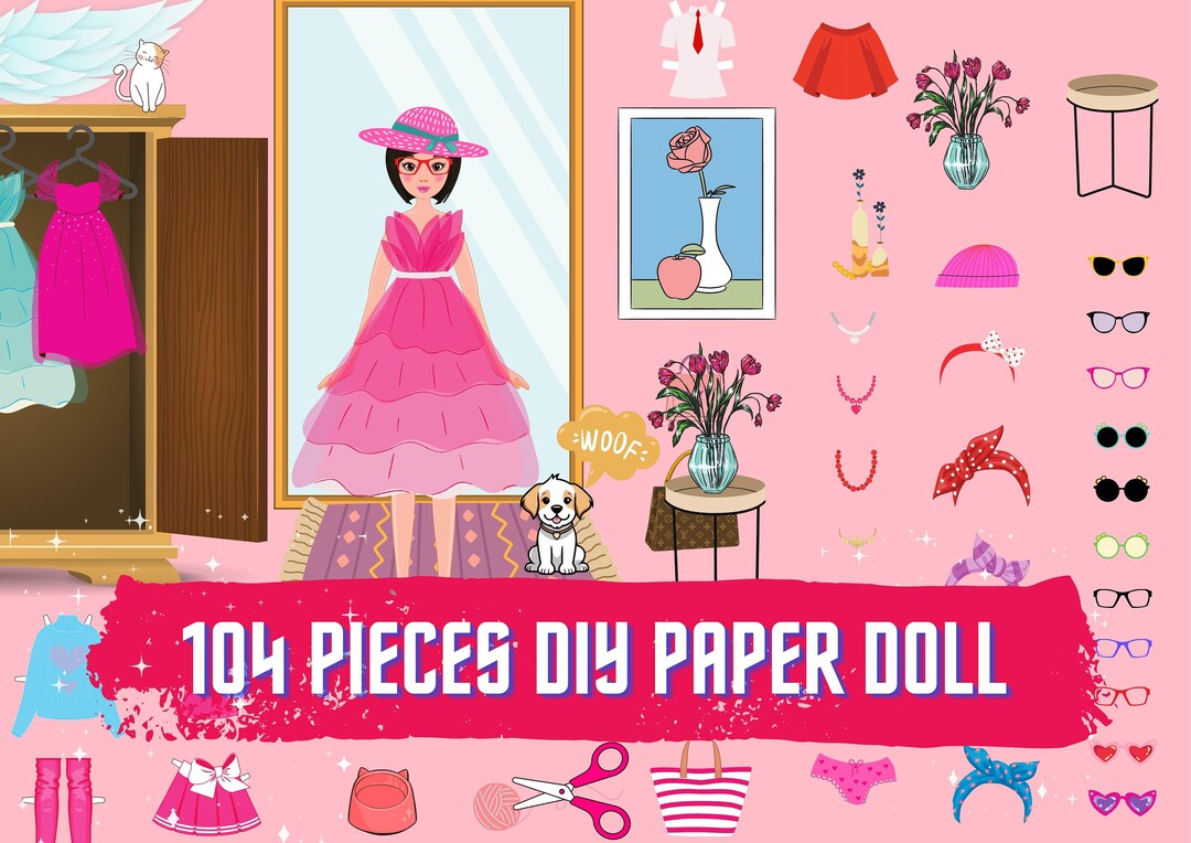 Printable DIY Paper Doll Dress Up Barby Girl Dress Up Dress Etsy
