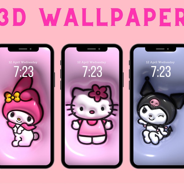 Pink Cat 3D Phone Wallpaper | iPhone Wallpaper | Android Wallpaper | Pillow Wallpaper | Kawaii