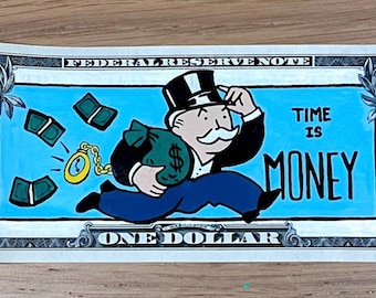 Unique Monopoly Man Dollar Bill Art | Price includes shipping!