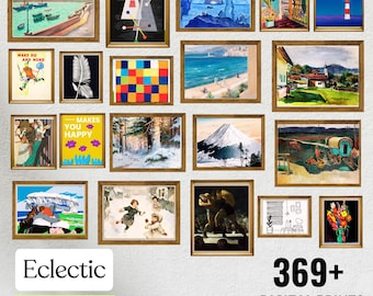 369 Eclectic Art Prints Set - Maximalist Gallery Wall - Printable Van Gogh, Monet, Klee Inspired Decor,Digital Download