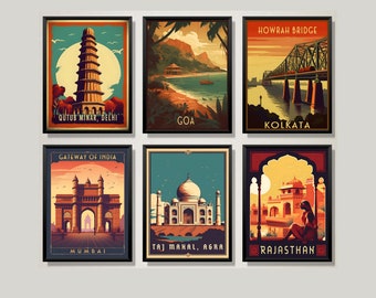 Incredible India - Mystical Journey Thru India - 6 Vintage Travel Posters | Retro Travel Posters | Wall Art | Home Decor | Digital Download