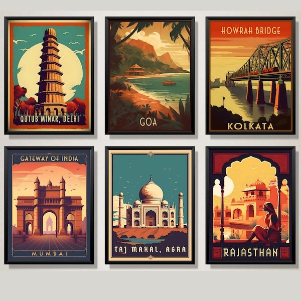 Incredible India - Mystical Journey Thru India - 6 Vintage Travel Posters | Retro Travel Posters | Wall Art | Home Decor | Digital Download