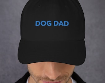 DOG DAD Ball Cap - Paw print on back, Multiple colors, Blue embroideryDad hat