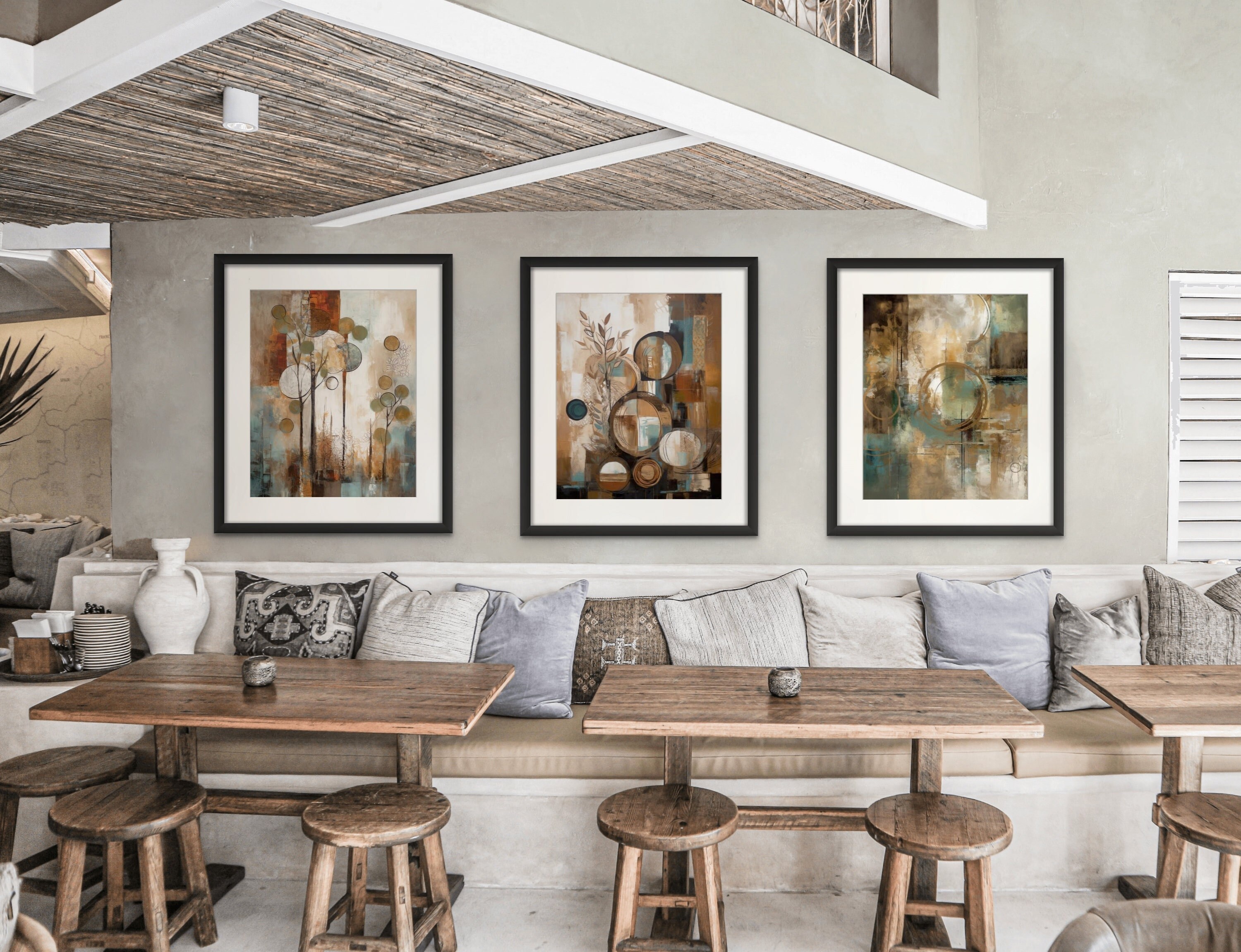 Set of 3 Rustic Modern Art Digital Printables: Earth Tones Wall Decor ...