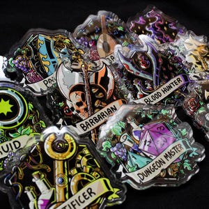 Broche de classe de Dungeons and Dragons - Broche de acrílico | Classes de D&D |