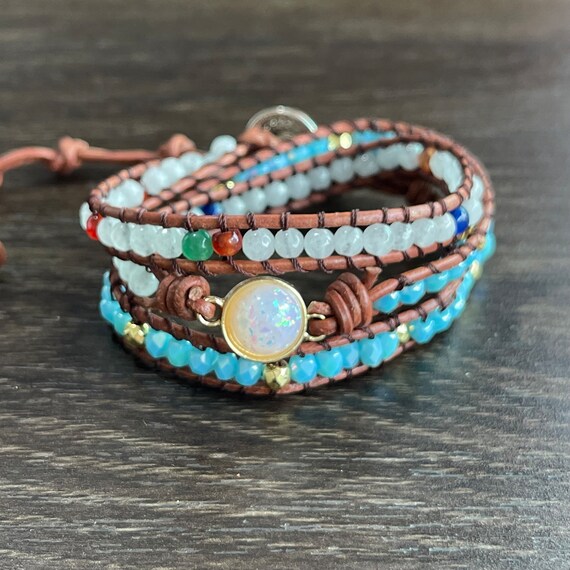 Healing Opal Protection Bracelet natural Opal Moonstone Meditation