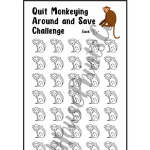 Savings Challenge Printable, Animal Monkey Fund, Any Budget, for A6 ...