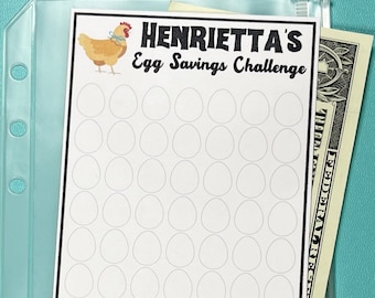 Savings Challenge Printable, Hen & Egg, Any Budget, For A6 Cash Envelopes, Henrietta&#39;s Egg Saving