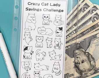 Crazy Cat Lady Savings Challenge Printable | For A6 Cash Envelopes