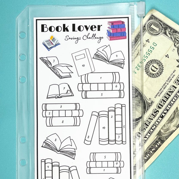 Savings Challenge Printable | Book Lover | 125 Dollar | A6 Size