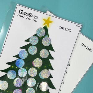 Scratch Off Savings Challenge, Christmas Tree, 300 or 600 Dollars, Included Envelope
