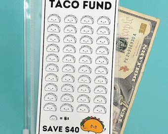 Taco Fund Savings Challenge | Save 40 Dollars | Printable | For A6 Cash Envelopes