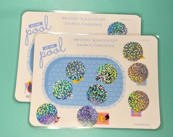 At The Pool Mystery Scratch Off Savings Challenge, A5 Size, High or Low Budget