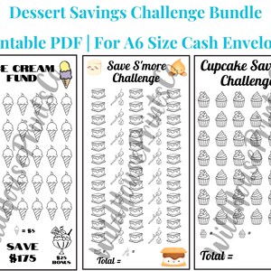 Dessert Savings Challenge Printable Bundle | For A6 Cash Envelopes | Set of 3