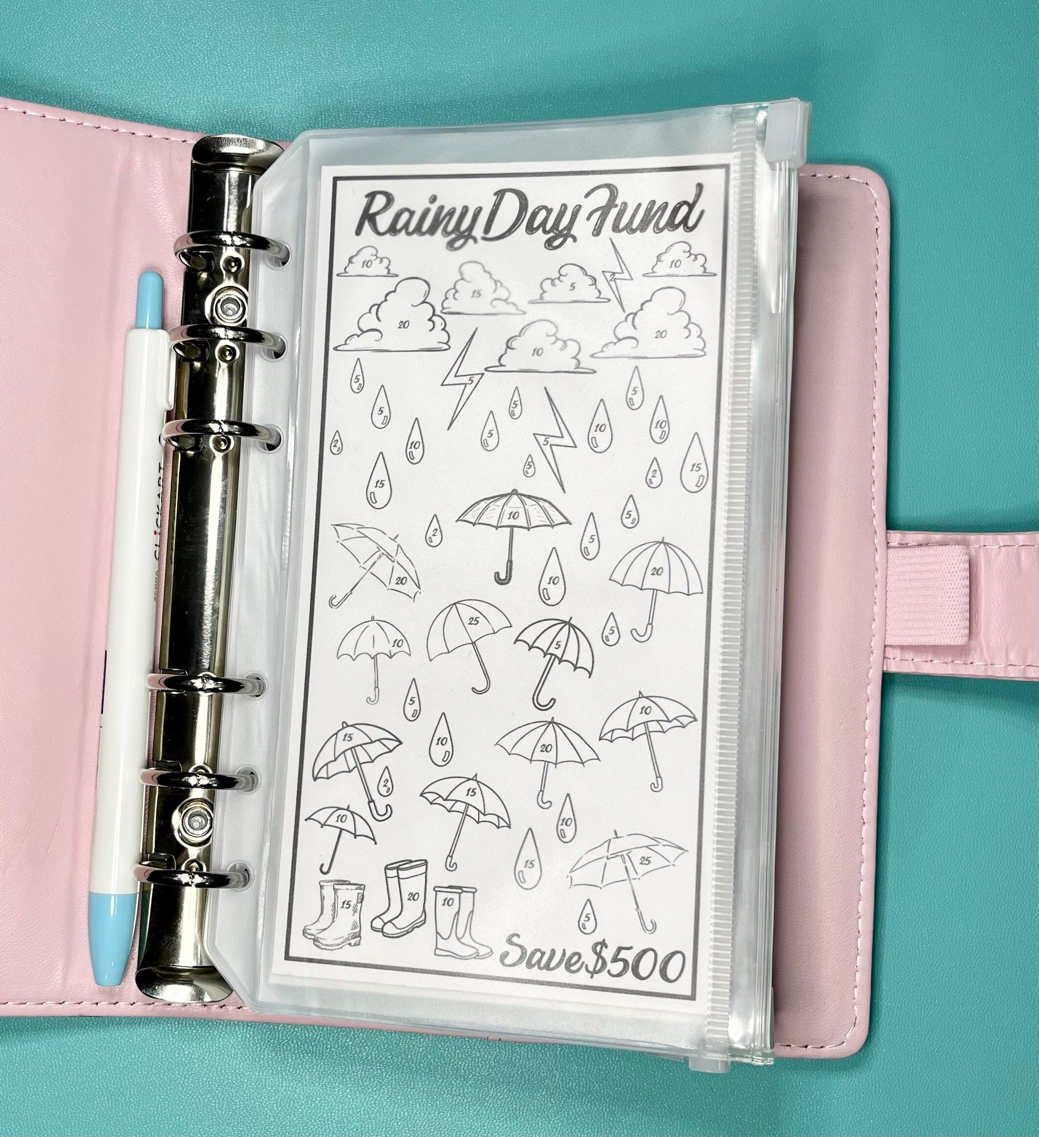FTS スタジャン SAVE FOR RAINY DAY 5000 Rainy Day Fund Savings Tracker - Etsy