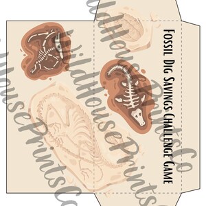 Fossil Dig Savings Challenge Game Printable | Letter Size | A6 Envelope ...
