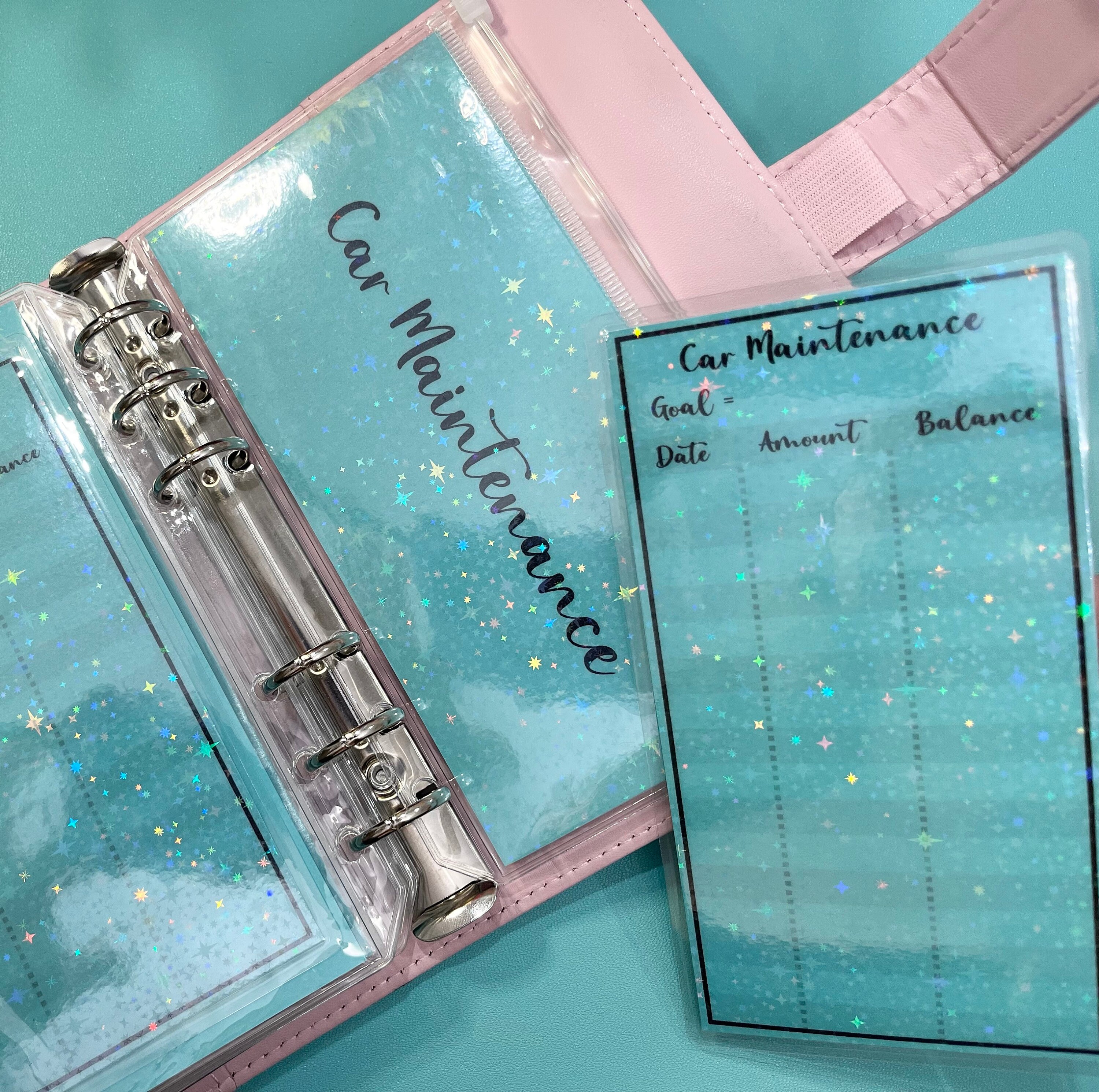Glitter Dashboard with Tracker: Custom A6 Zip Cash Envelope