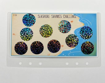Mystery Scratch Off Savings Challenge, Seashore, A6 Size, High or Low Budget, Sea Turtle