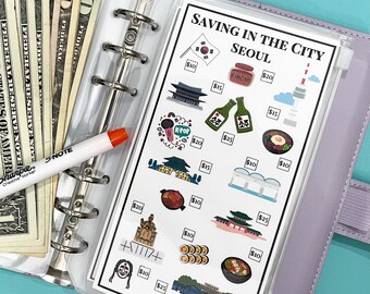 Seoul - Saving in the City Savings Challenge Printable | For A6 Cash Envelopes | Set of 2