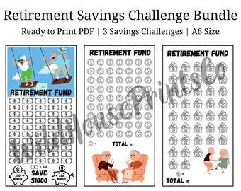 Retirement Savings Challenge Printable | Set of 3 | For A6 Cash Envelopes