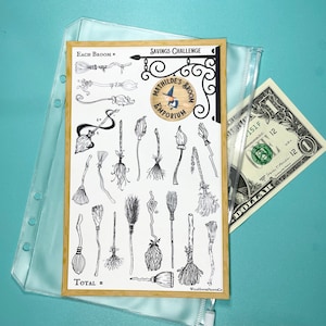Savings Challenge Printable, Halloween, Any Budget, For A5 Cash Envelopes, Mathilde&#39;s Broom Emporium