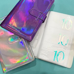 Holographic Envelope Savings Challenge Book, Save 1500 Dollars, Reusable Savings Binder, Cash Envelope Binder