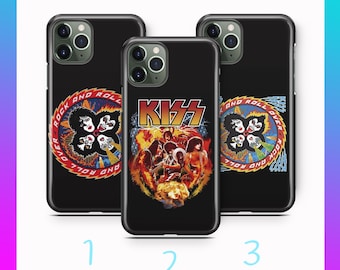 Kuss 6 für Apple iPhone 11 12 13 14 15 PRO PLUS MiNI MAX Telefon-Kasten-Abdeckung amerikanischen USA-Rock-Song-Musik-Gesicht malen Make-up-Gitarrenband