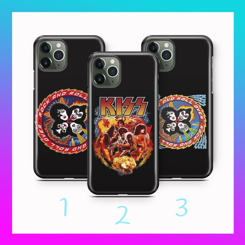 Kiss 6 For Apple iPhone 11 12 13 14 15 PRO PLuS MiNI MAX Phone Case Cover American USA Rock Song Music Face Paint Makeup Guitar Band image 1