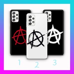 Funda para teléfono Anarchy 2 para Samsung A13, A14, A15, A16, A25, A26, A33, A34, A35, A36, A53, A54, A55, A56, A72, A73 y más modelos con símbolo de "Sin autoridad".