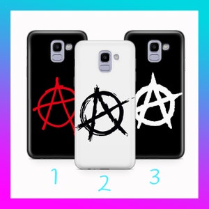 Anarquía 2 para Samsung Galaxy A3 A5 A6 A7 A8 J3 J5 J6 J7 Funda para teléfono Símbolo Juventud Ausencia de gobierno Sin ley Sin autoridad