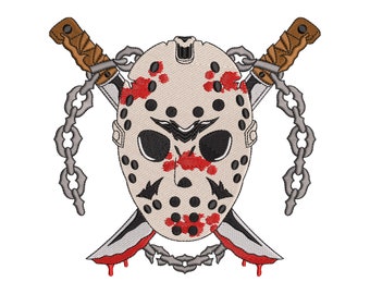 Halloween Horror Embroidery Designs, Retro Horror Bloody Knife Killer Digital Embroidery Machine Design Files - 4 Sizes - Instant Downloads