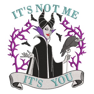Diseño de bordado de villanas de Halloween, diseño de bordado de reina villana bruja, archivos de bordado de chicas malas, 4 tamaños - Descarga instantánea