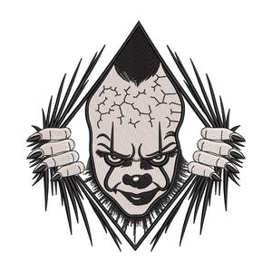 Halloween Horror Face Embroidery Designs, Halloween Horror Embroidery Designs, Halloween Embroidery Design file - 4 Sizes