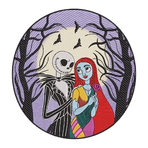 Halloween Stickdateien, Alptraum Skelett Romanze Stickmuster, Jack Stickdatei - 3 Größe - digitaler Download