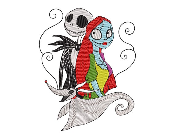 Halloween Embroidery Designs, Jack Skeletons in Love Machine Embroidery Files, Nightmare Christmas Embroidery - 3 Size - Digital Downloads