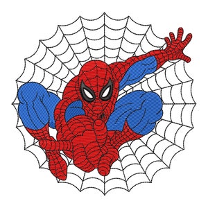 Superhero Embroidery Design, Flying Web Super Hero Embroidery Design, Embroidery Patterns, Digitizing Machine Embroidery Files - 3 Sizes