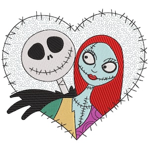 Halloween Jack Stickerei Designs, Alptraum Weihnachten Skelett Paar Liebe Stickmuster, Jack Schädel Maschinenstickerei