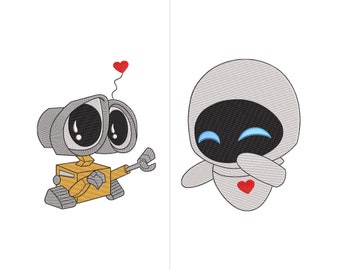 Valentine's Day Love Embroidery Design, Wall E and Eve Embroidery Design, Vintage Love Machine Embroidery Files, Heart Embroidery Designs