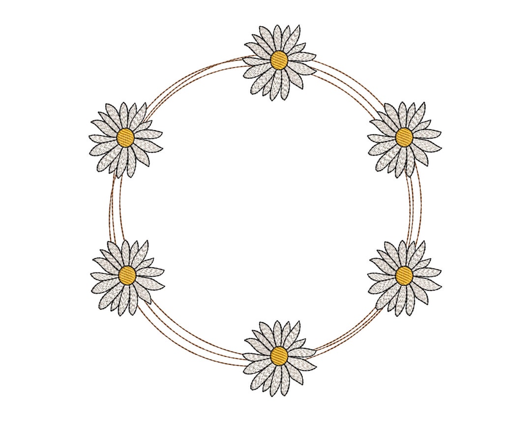 Daisy Flower Machine Embroidery Designs, Spring Wreath Monogram ...