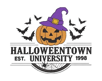 Halloween Embroidery Design, Halloween Town Machine Embroidery Design, Vintage Halloween Town Est 1998 Halloween Machine Embroidery File