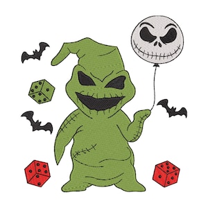 Halloween Spooky Bösewicht Stickmuster, Alptraum Weihnachten Oogie Stickdatei, Boogieman Digitale Maschinenstickdateien Designs