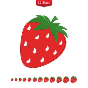 Strawberry Embroidery Design, Mini Strawberry Embroidery Design, Summer Berry Fruits Machine Embroidery Design - 12 Sizes, Instant Downloads