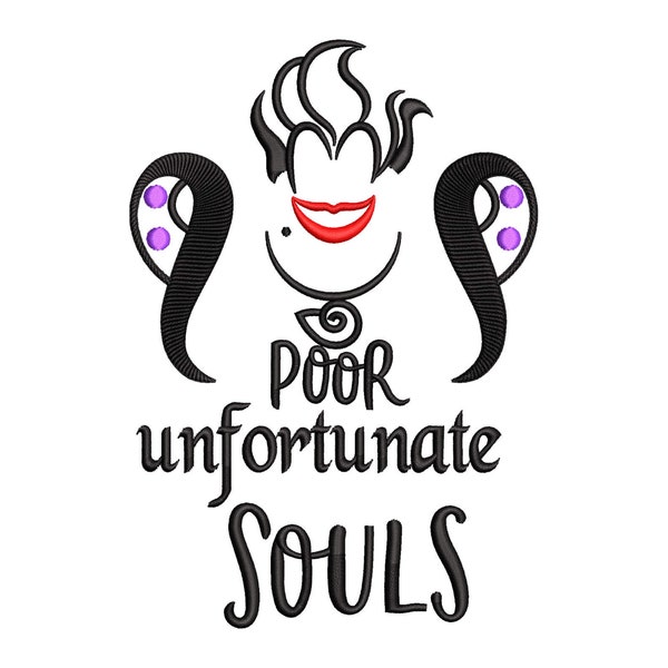 Poor Unfortunate Soul Embroidery Design, Halloween Designs, Scary Spooky, Bad Girls Embroidery Patterns, Digital Machine Embroidery Files