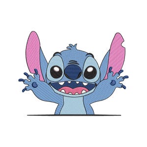 Desenho de bordado Stitch, arquivo para máquina de bordar Stitch Lilo, bordado de coração fofo de bebê Stitch, padrões de bordado digital - 4 tamanhos