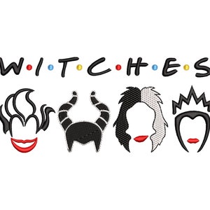 Bad girls Witches Embroidery Designs, Horror Character Female Villains Machine Digital Embroidery Design Files - 3 Sizes - Instant Downloads